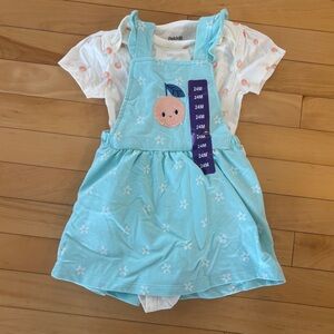 PEKKLE overall dress set peaches girl's size 24m bodysuit & dress